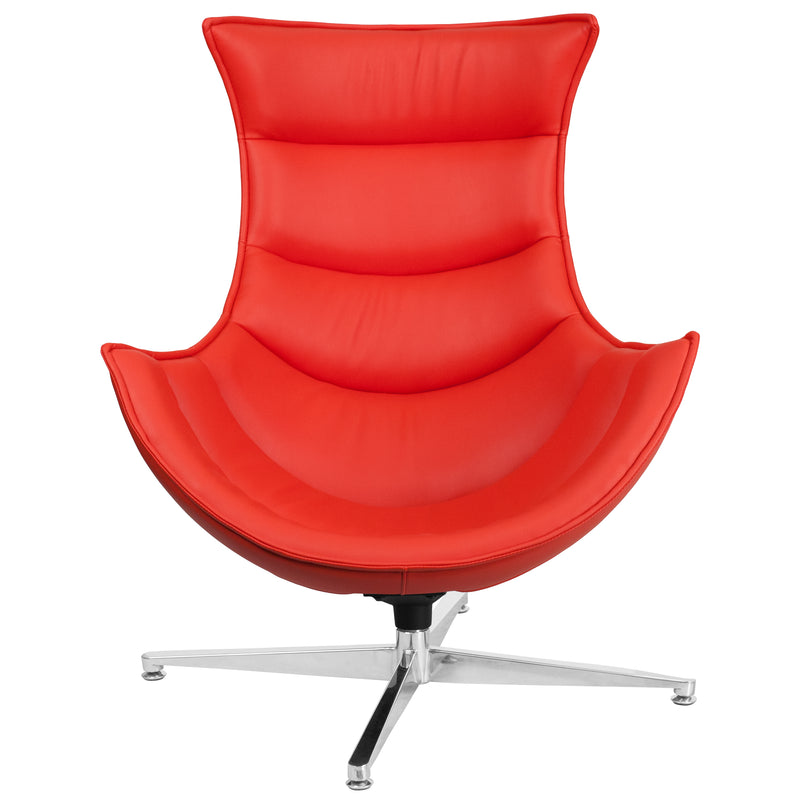 Red LeatherSoft Swivel Cocoon Chair