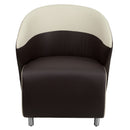Dark Brown LeatherSoft Curved Barrel Back Lounge Chair with Beige Detailing