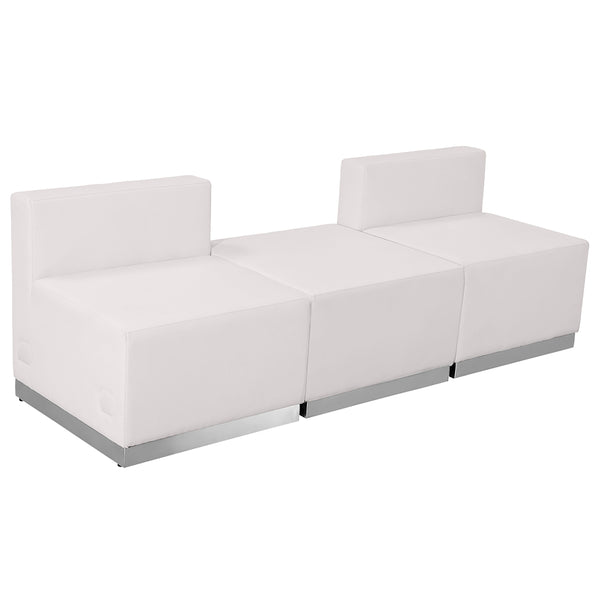 SINGLEWAVE Alon Series Melrose White LeatherSoft Reception Configuration, 3 Pieces