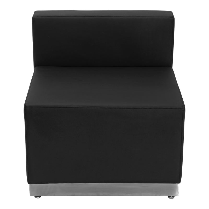 SINGLEWAVE Alon Series Black LeatherSoft Chair with Brushed Stainless Steel Base