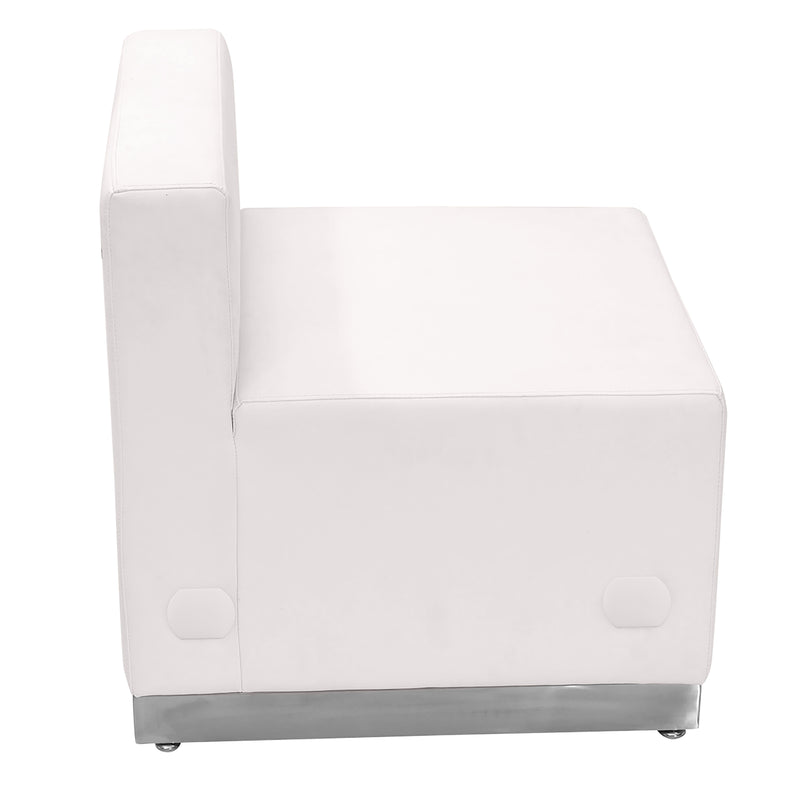 SINGLEWAVE Alon Series Melrose White LeatherSoft Chair with Brushed Stainless Steel Base