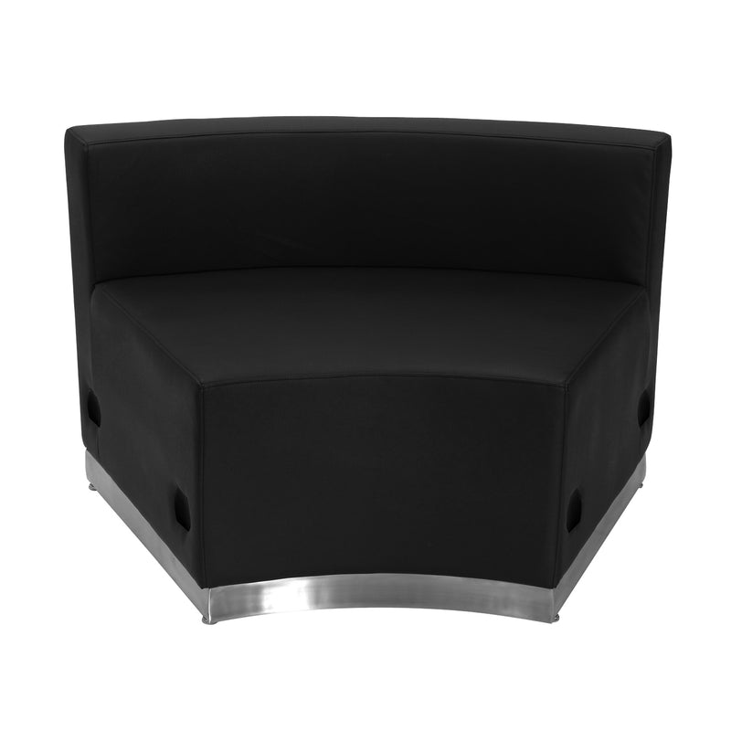 SINGLEWAVE Alon Series Black LeatherSoft Concave Chair with Brushed Stainless Steel Base