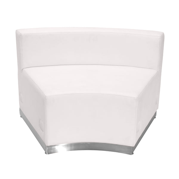 SINGLEWAVE Alon Series Melrose White LeatherSoft Concave Chair with Brushed Stainless Steel Base