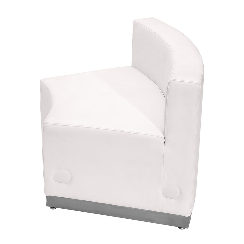 SINGLEWAVE Alon Series Melrose White LeatherSoft Concave Chair with Brushed Stainless Steel Base