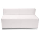 SINGLEWAVE Alon Series Melrose White LeatherSoft Loveseat with Brushed Stainless Steel Base