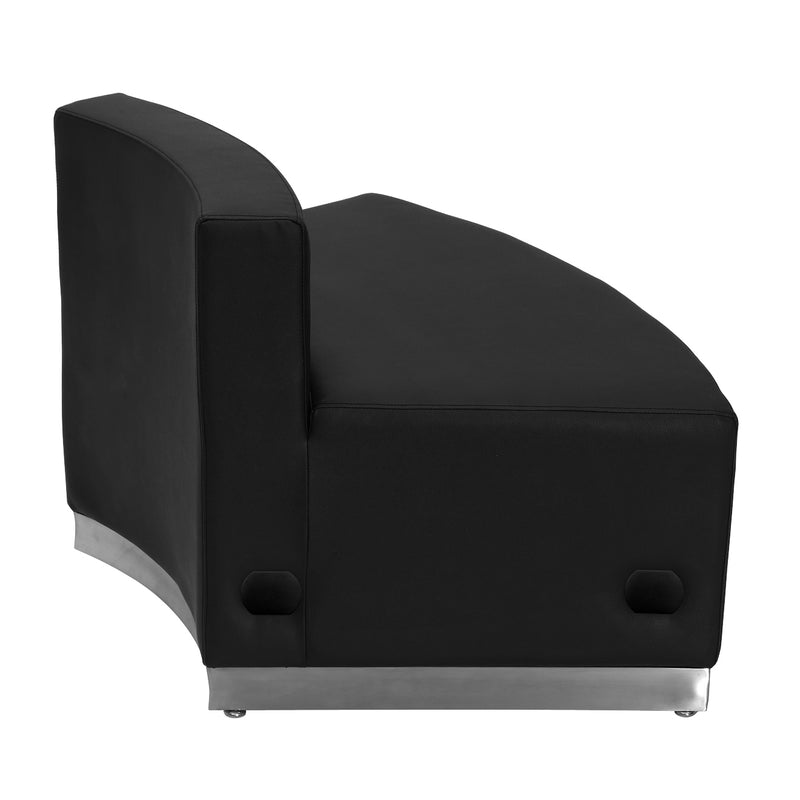 SINGLEWAVE Alon Series Black LeatherSoft Convex Chair with Brushed Stainless Steel Base