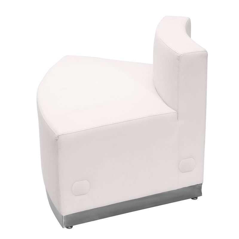 SINGLEWAVE Alon Series Melrose White LeatherSoft Convex Chair with Brushed Stainless Steel Base