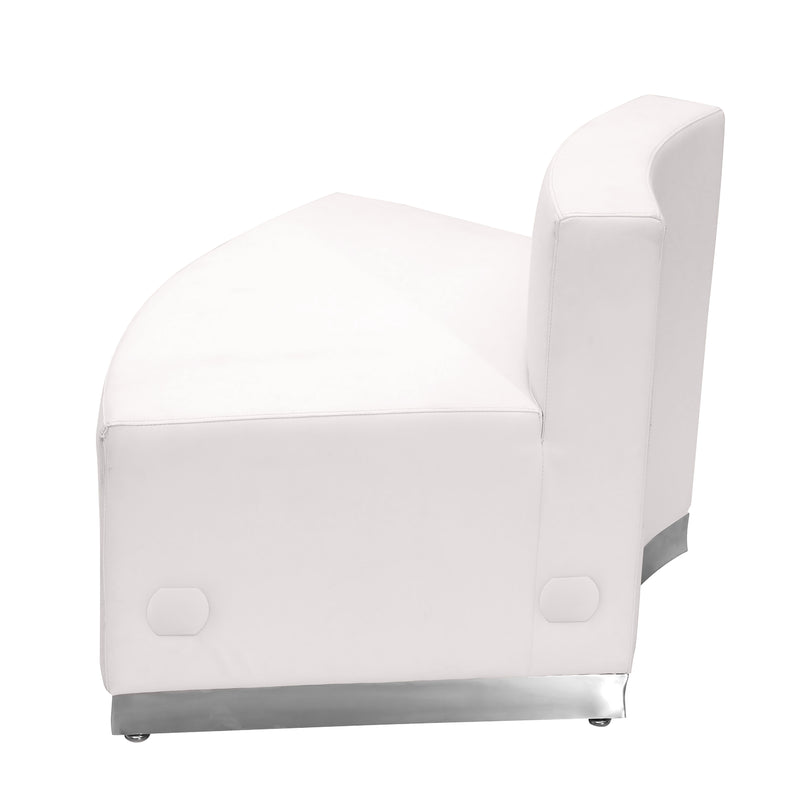 SINGLEWAVE Alon Series Melrose White LeatherSoft Convex Chair with Brushed Stainless Steel Base