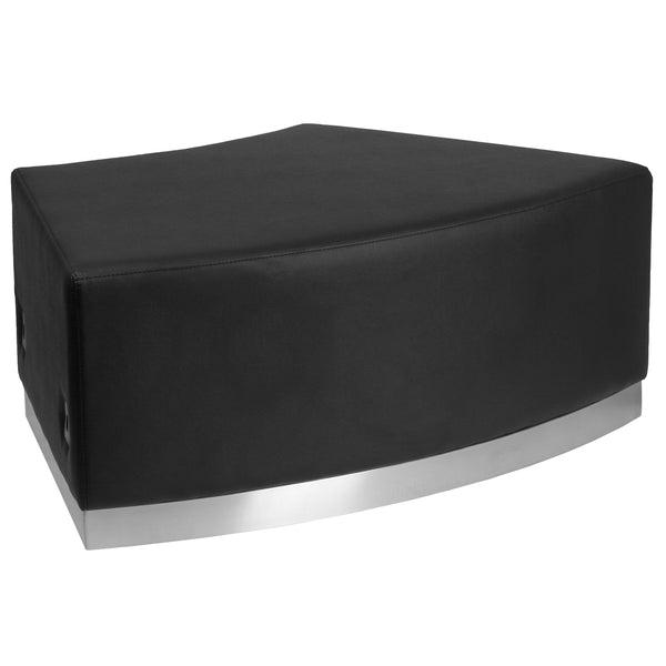 SINGLEWAVE Alon Series Black LeatherSoft Backless Convex Chair with Brushed Stainless Steel Base