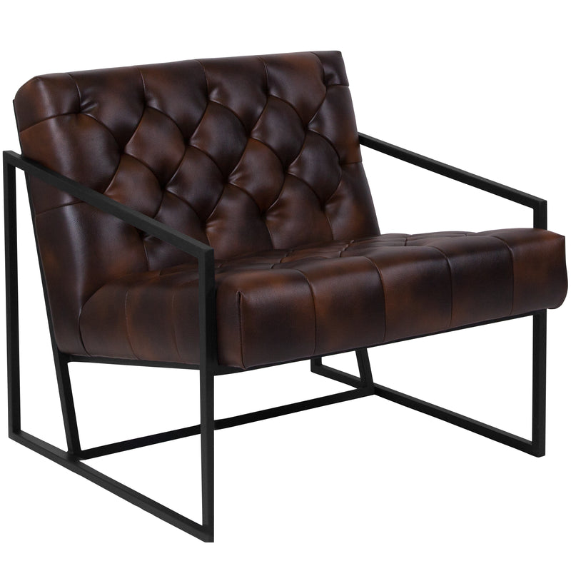 SINGLEWAVE Madison Series Bomber Jacket LeatherSoft Tufted Lounge Chair