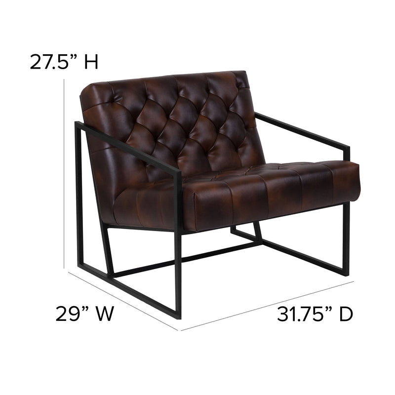 SINGLEWAVE Madison Series Bomber Jacket LeatherSoft Tufted Lounge Chair