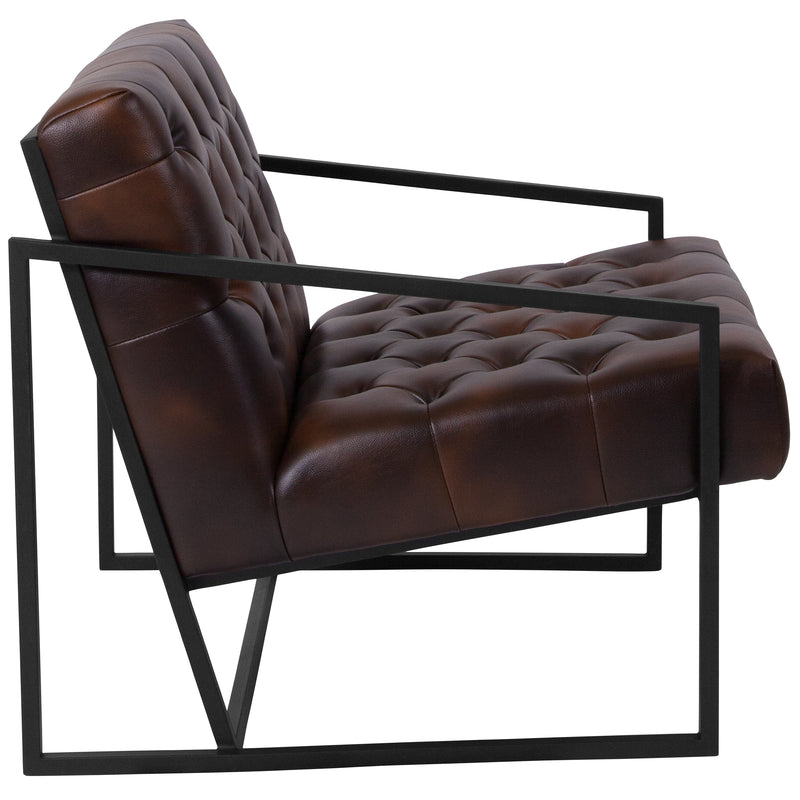 SINGLEWAVE Madison Series Bomber Jacket LeatherSoft Tufted Lounge Chair