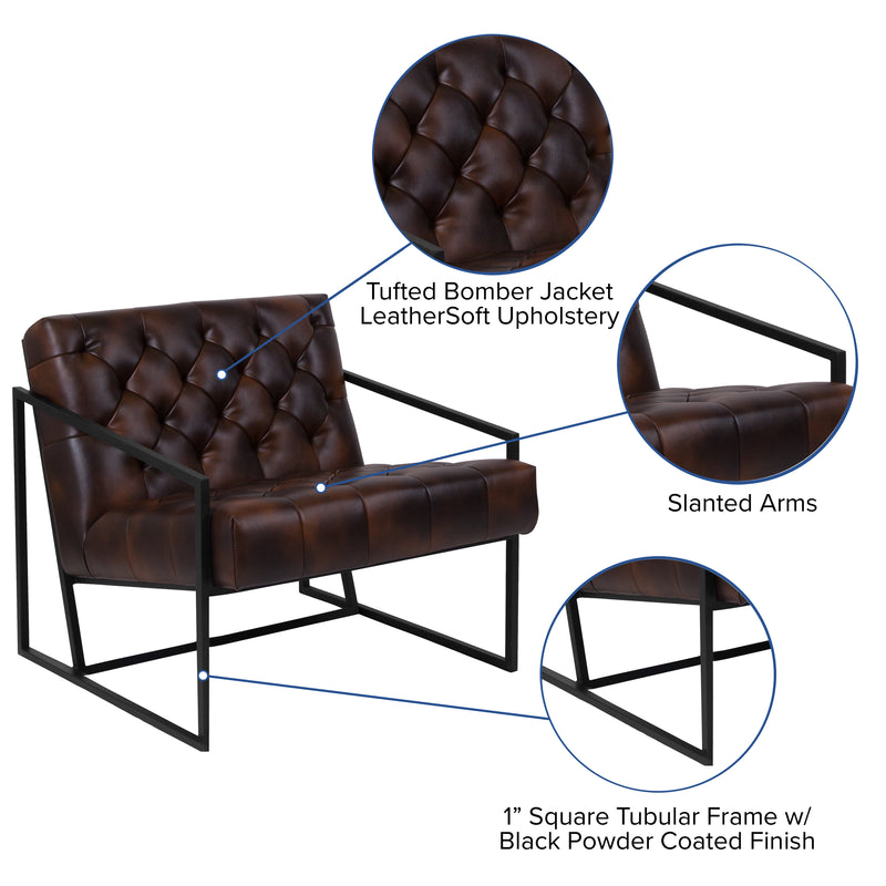 SINGLEWAVE Madison Series Bomber Jacket LeatherSoft Tufted Lounge Chair