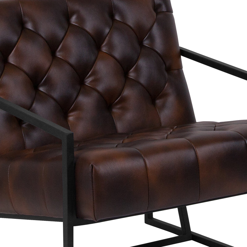 SINGLEWAVE Madison Series Bomber Jacket LeatherSoft Tufted Lounge Chair