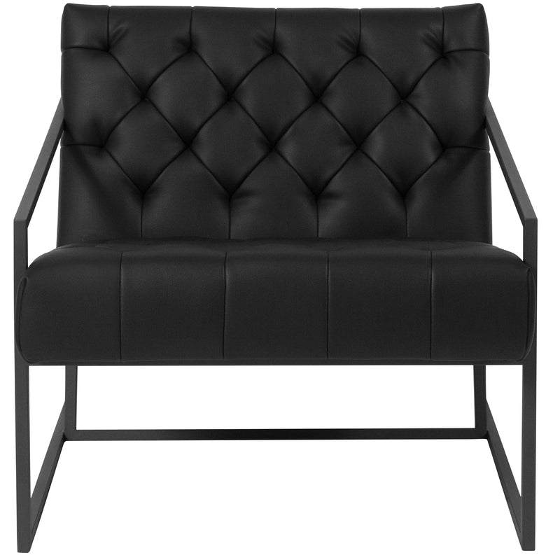 SINGLEWAVE Madison Series Black LeatherSoft Tufted Lounge Chair