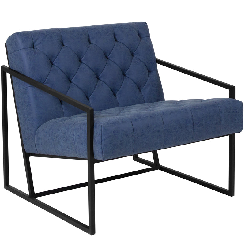 SINGLEWAVE Madison Series Retro Blue LeatherSoft Tufted Lounge Chair