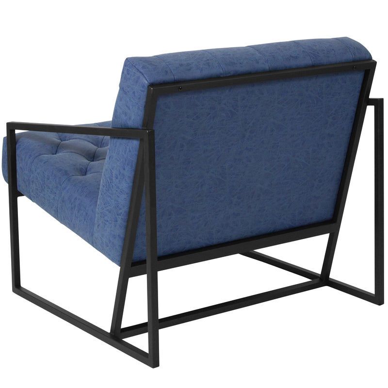 SINGLEWAVE Madison Series Retro Blue LeatherSoft Tufted Lounge Chair