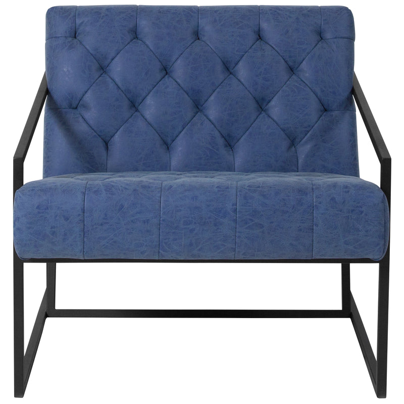 SINGLEWAVE Madison Series Retro Blue LeatherSoft Tufted Lounge Chair