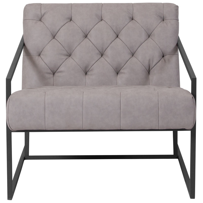 SINGLEWAVE Madison Series Retro Light Gray LeatherSoft Tufted Lounge Chair