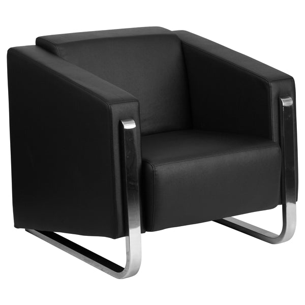 SINGLEWAVE Gallant Series Contemporary Black LeatherSoft Chair with Stainless Steel Frame