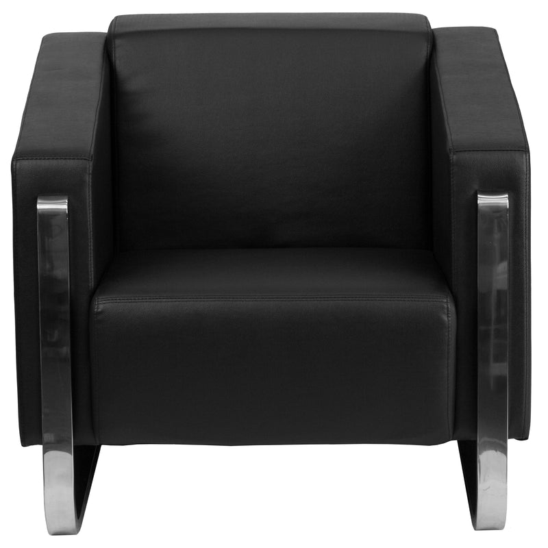 SINGLEWAVE Gallant Series Contemporary Black LeatherSoft Chair with Stainless Steel Frame