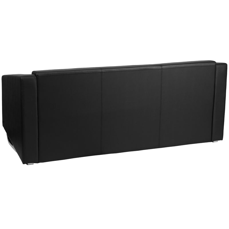 SINGLEWAVE Gallant Series Contemporary Black LeatherSoft Sofa with Stainless Steel Frame