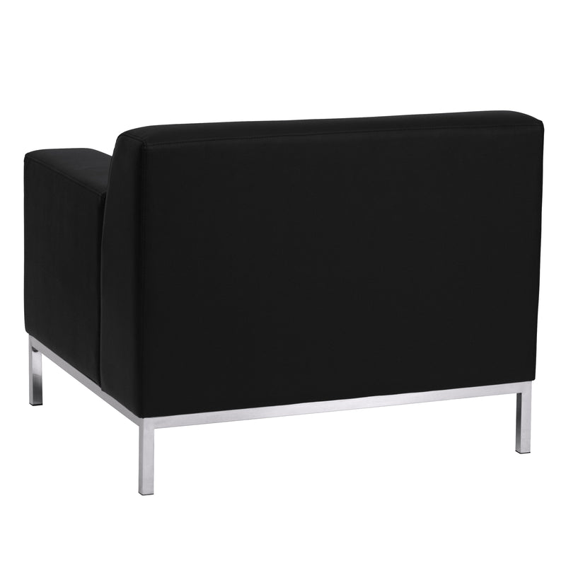 SINGLEWAVE Definity Series Contemporary Black LeatherSoft Chair with Stainless Steel Frame