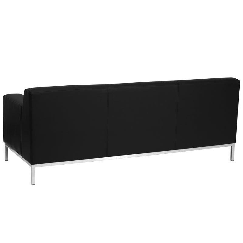 SINGLEWAVE Definity Series Contemporary Black LeatherSoft Sofa with Stainless Steel Frame