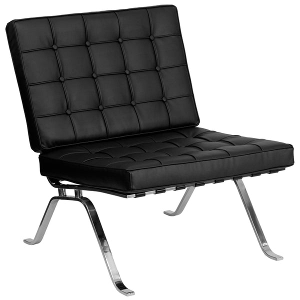 SINGLEWAVE Flash Series Black LeatherSoft Lounge Chair with Curved Legs