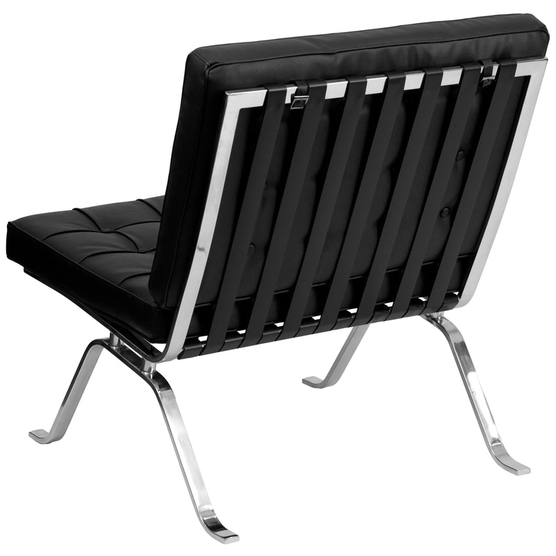 SINGLEWAVE Flash Series Black LeatherSoft Lounge Chair with Curved Legs