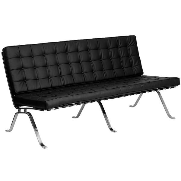 SINGLEWAVE Flash Series Black LeatherSoft Sofa with Curved Legs