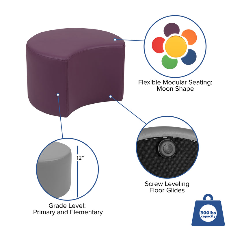 Soft Seating Flexible Moon for Classrooms and Daycares - 12" Seat Height (Purple)