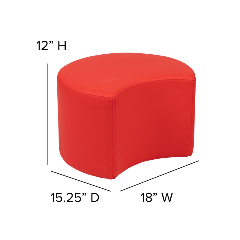 Soft Seating Flexible Moon for Classrooms and Daycares - 12" Seat Height (Red)