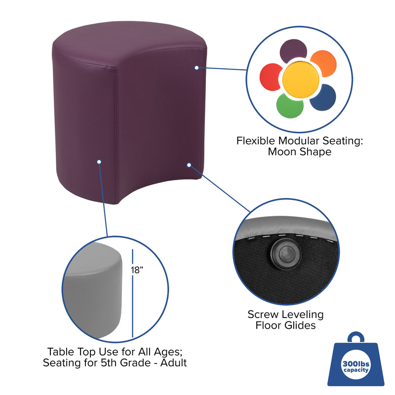 Soft Seating Flexible Moon for Classrooms and Common Spaces - 18" Seat Height (Purple)