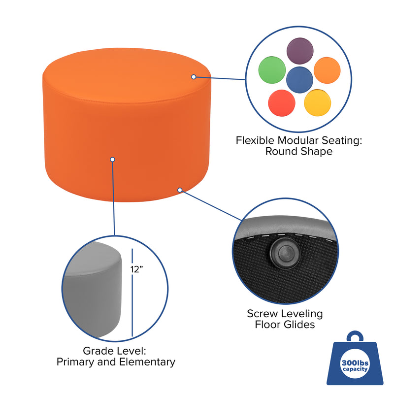 Soft Seating Flexible Circle for Classrooms and Daycares - 12" Seat Height (Orange)