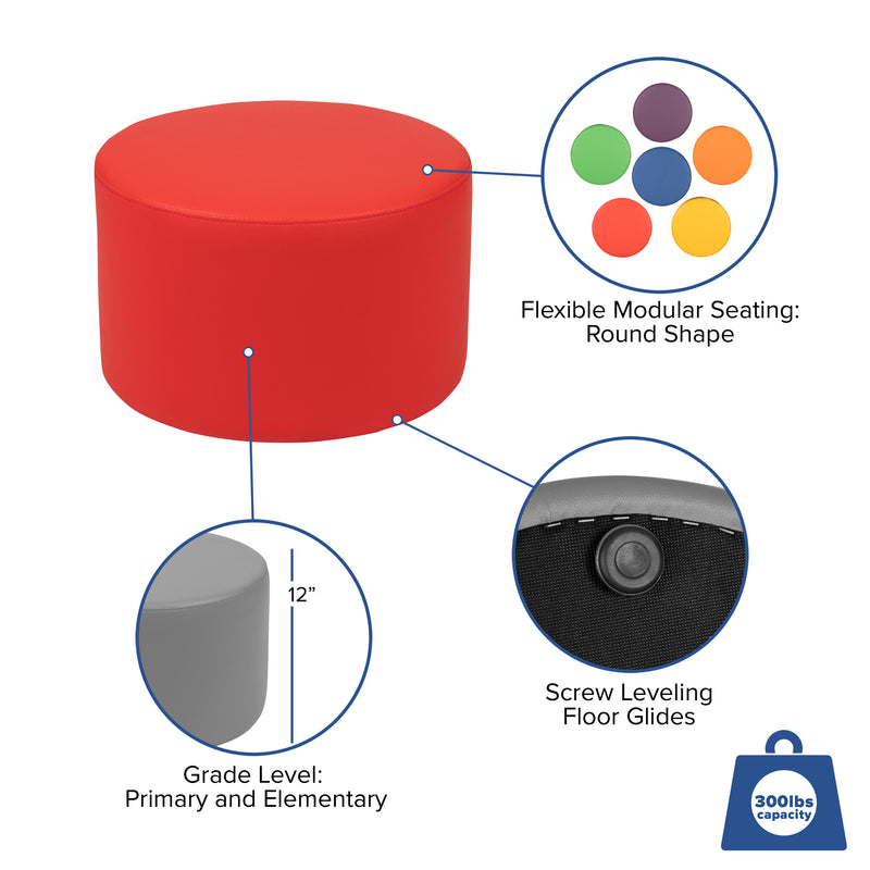 Soft Seating Flexible Circle for Classrooms and Daycares - 12" Seat Height (Red)