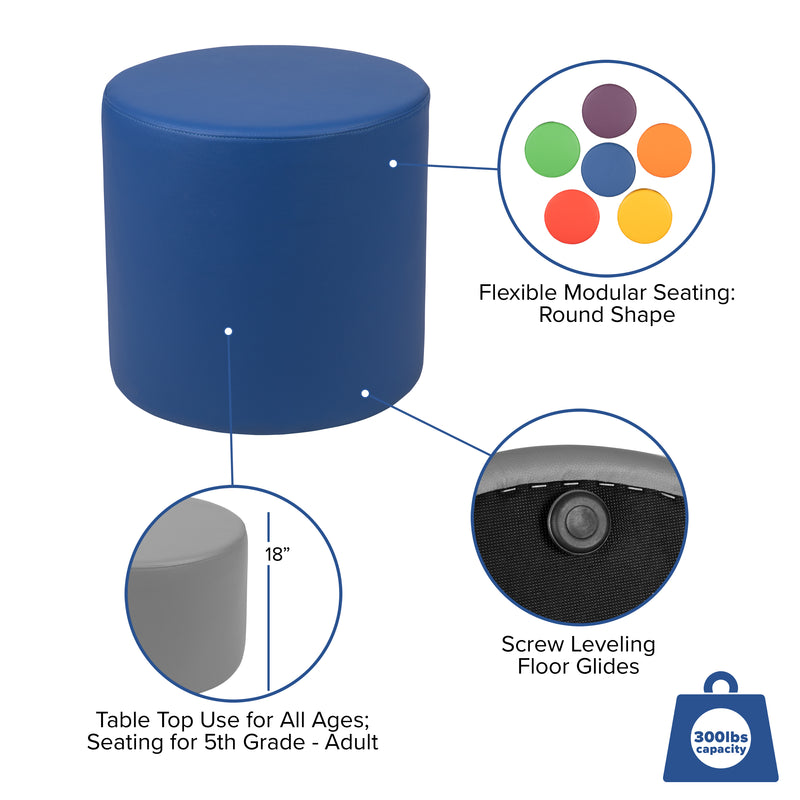 Soft Seating Flexible Circle for Classrooms and Common Spaces - 18" Seat Height (Blue)