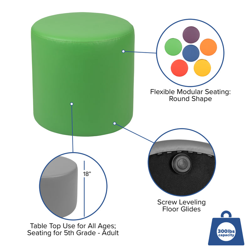 Soft Seating Flexible Circle for Classrooms and Common Spaces - 18" Seat Height (Green)