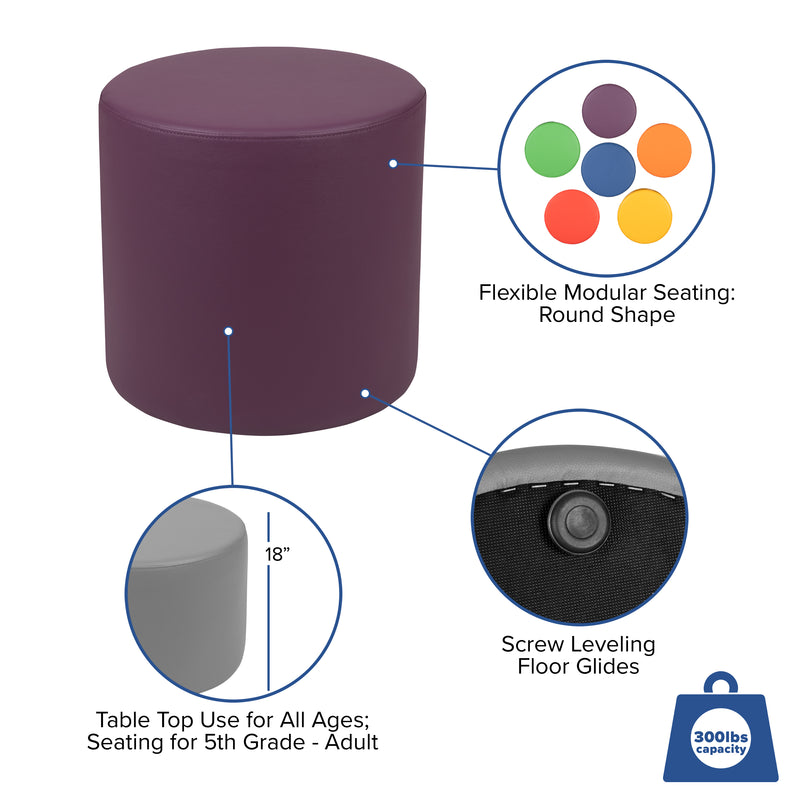 Soft Seating Flexible Circle for Classrooms and Common Spaces - 18" Seat Height (Purple)