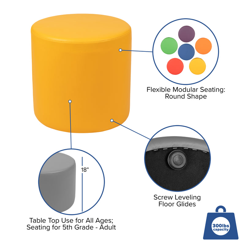 Soft Seating Flexible Circle for Classrooms and Common Spaces - 18" Seat Height (Yellow)