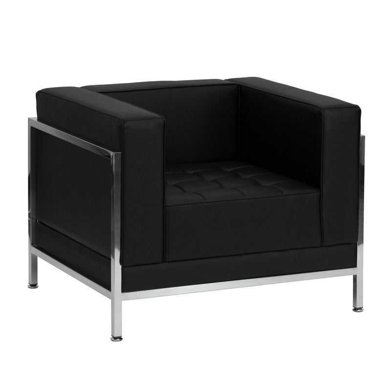 SINGLEWAVE Imagination Series Contemporary Black LeatherSoft Chair with Encasing Frame