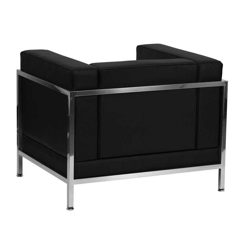 SINGLEWAVE Imagination Series Contemporary Black LeatherSoft Chair with Encasing Frame