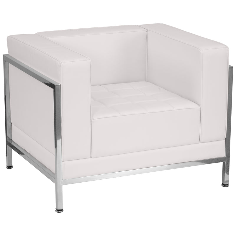 SINGLEWAVE Imagination Series Contemporary Melrose White LeatherSoft Chair with Encasing Frame