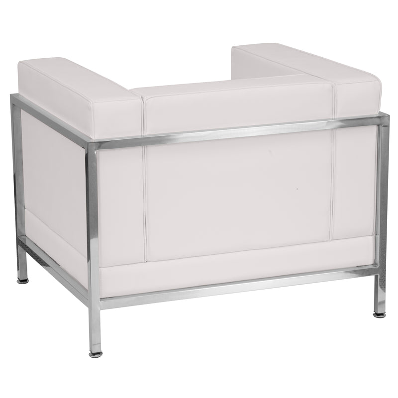 SINGLEWAVE Imagination Series Contemporary Melrose White LeatherSoft Chair with Encasing Frame