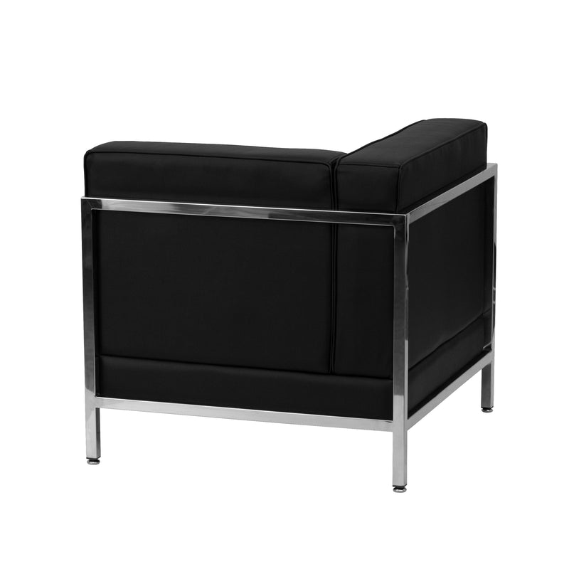 SINGLEWAVE Imagination Series Contemporary Black LeatherSoft Left Corner Chair with Encasing Frame