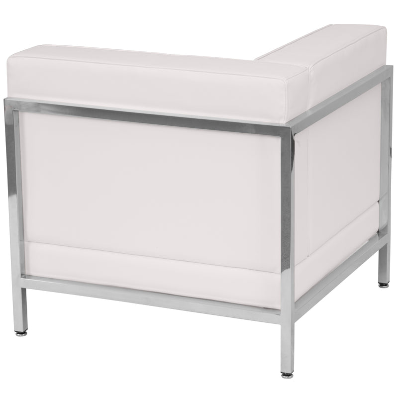 SINGLEWAVE Imagination Series Contemporary Melrose White LeatherSoft Left Corner Chair with Encasing Frame