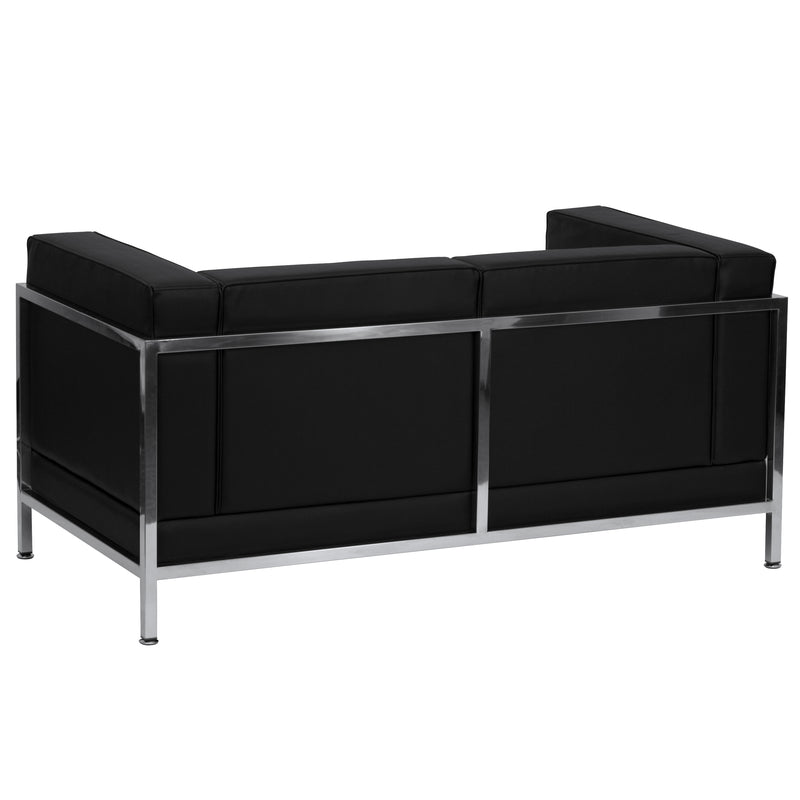 SINGLEWAVE Imagination Series Contemporary Black LeatherSoft Loveseat with Encasing Frame