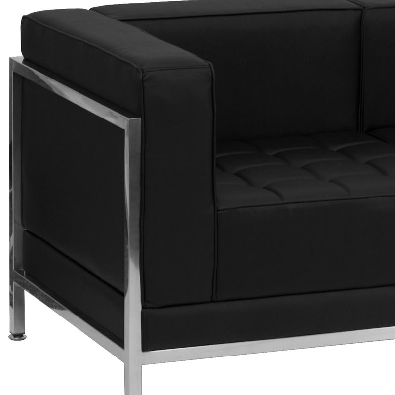 SINGLEWAVE Imagination Series Contemporary Black LeatherSoft Loveseat with Encasing Frame