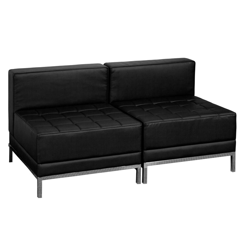 SINGLEWAVE Imagination Series Black LeatherSoft Lounge Set, 2 Pieces