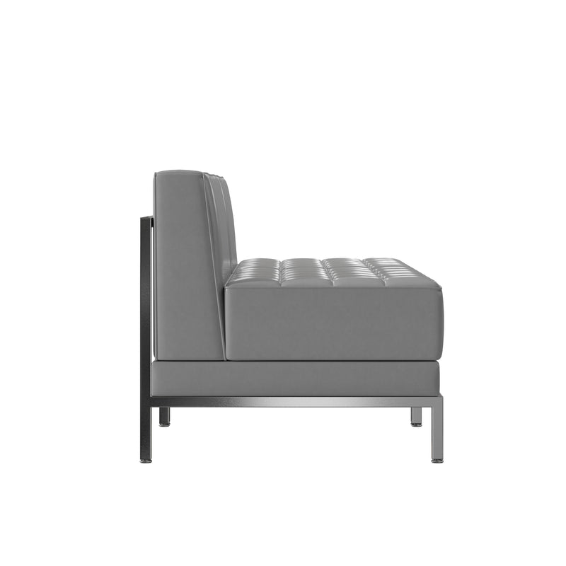 SINGLEWAVE Imagination Series 2 Piece Gray LeatherSoft Waiting Room Lounge Set - Reception Bench